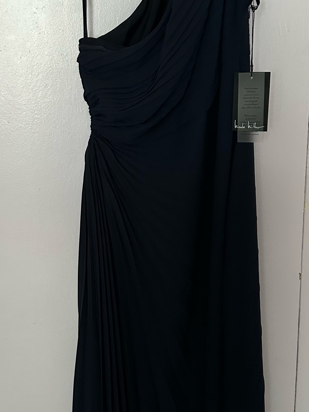 One-Shoulder Navy Blue Evening Dress